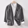 Mens Spring Fall Casual Cotton Linen Blazer Turn-Down Collar Breathable Plus Size