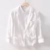 Mens Spring Fall Casual Cotton Linen Blazer Turn-Down Collar Breathable Plus Size