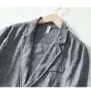 Mens Linen Casual Blazer Breathable Turn-Down Collar Plus Size