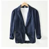 Mens Linen Casual Blazer Breathable Turn-Down Collar Plus Size