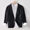 Mens Spring Fall Casual Cotton Linen Blazer Turn-Down Collar Breathable Plus Size