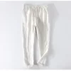 Mens Linen Casual Loose Elastic Waist Full-Length Pants Multi-Color