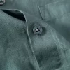 Mens Linen Short Sleeve Casual Shirt Summer TurnDown Collar Solid Pocket