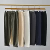 Mens Cotton Linen Casual Straight Pants Elastic Waist Loose Fit Plus Size