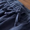 Mens Cotton Linen Casual Straight Pants Elastic Waist Loose Fit Plus Size