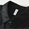 Mens Linen Patchwork Long Sleeve Turn-Down Collar Button-Up Casual Shirts