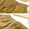 Mens Yellow Linen Loose Casual Pants Elastic Waist Full Length Lightweight