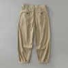 Mens Linen Blend Loose Straight Elastic Waist Casual Pants