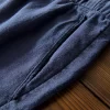 Mens Cotton Linen Casual Straight Pants Elastic Waist Loose Fit Plus Size