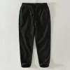 Mens Cotton Linen Ankle-Length Casual Straight Pants Elastic Waist Loose Plus Size