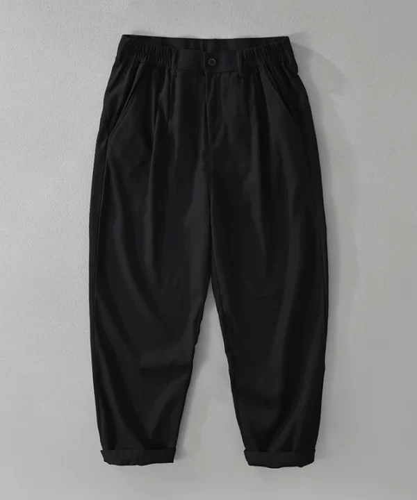 Mens Linen Blend Loose Straight Elastic Waist Casual Pants