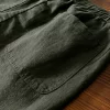 Mens Cotton Linen Casual Straight Pants Elastic Waist Loose Fit Plus Size
