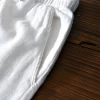 Mens Cotton Linen Casual Straight Pants Elastic Waist Loose Fit Plus Size
