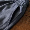 Mens Cotton Linen Casual Straight Pants Elastic Waist Loose Fit Plus Size