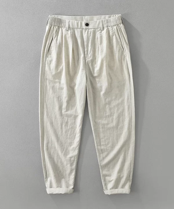 Mens Linen Cotton Loose Straight Casual Pants Breathable Full Length
