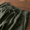 Mens Cotton Linen Casual Straight Pants Elastic Waist Loose Fit Plus Size