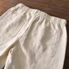 Mens Cotton Linen Casual Straight Pants Elastic Waist Loose Fit Plus Size
