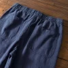 Mens Cotton Linen Casual Straight Pants Elastic Waist Loose Fit Plus Size