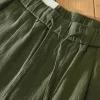 Mens Casual Loose Linen Cotton Pants Elastic Waist Full Length Solid