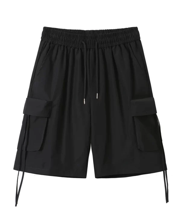 Mens Elastic Waist Cargo Shorts Safari Style Polyester Quick Dry Knee Length