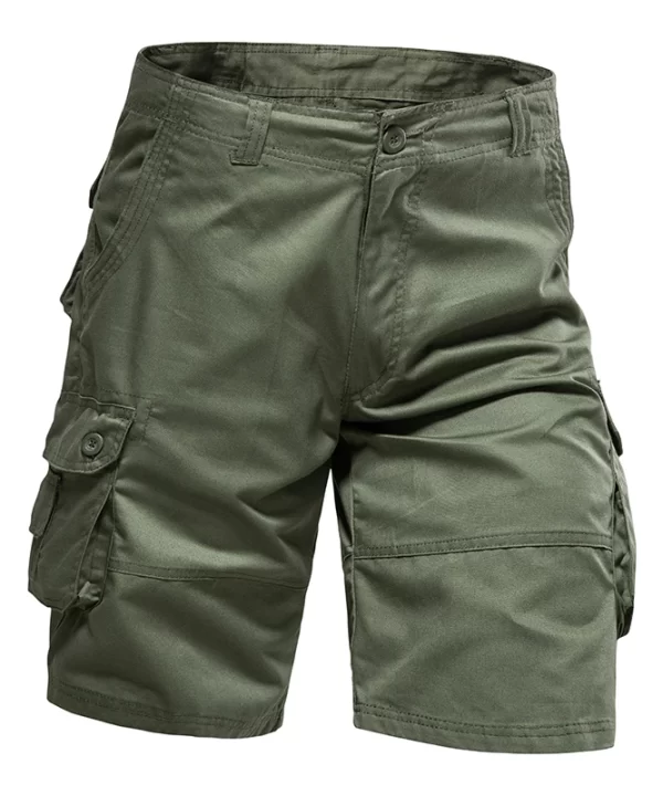 Mens Cotton Loose Safari Style Cargo Shorts Multi Pocket Knee Length