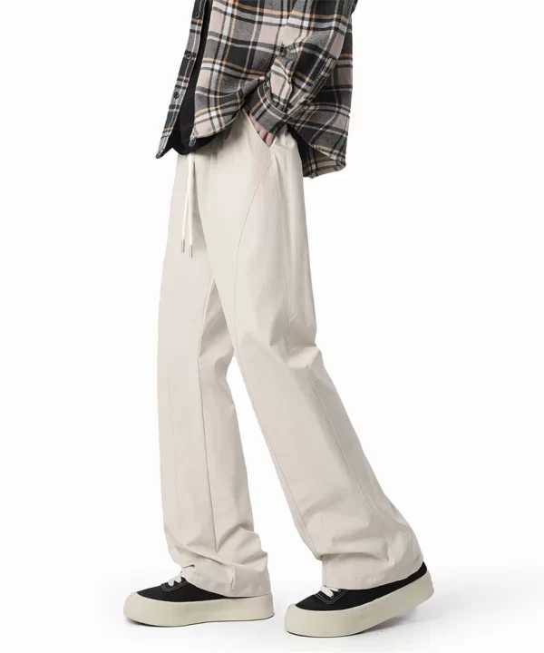 Mens High Street Loose Straight Elastic Waist Trousers Breathable Quick Dry