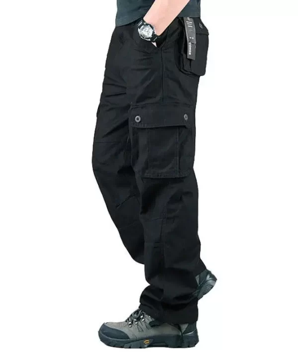 Men Cotton Cargo Pants Outdoor Loose Fit Midweight Camo Hiking Trousers