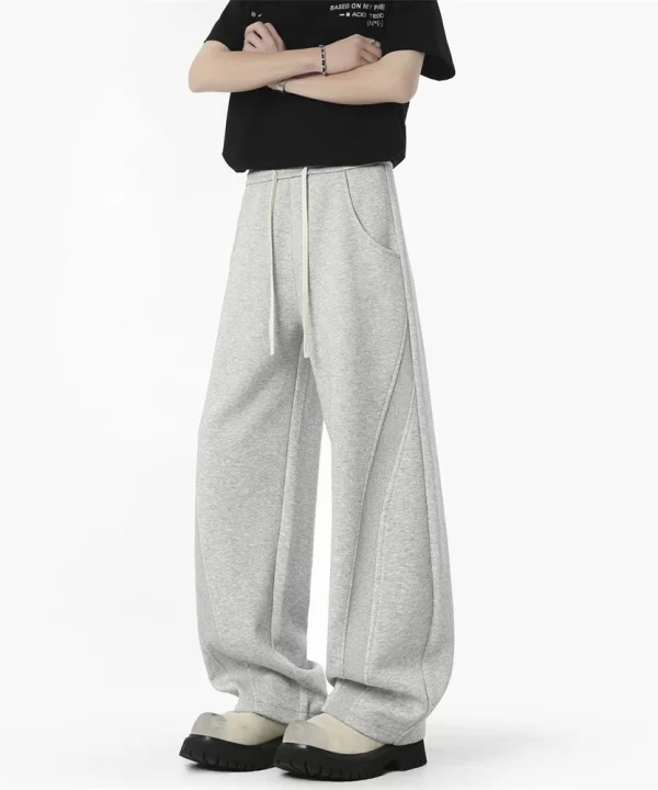 Mens Mid Rise Elastic Waist Loose Fit Casual Pants