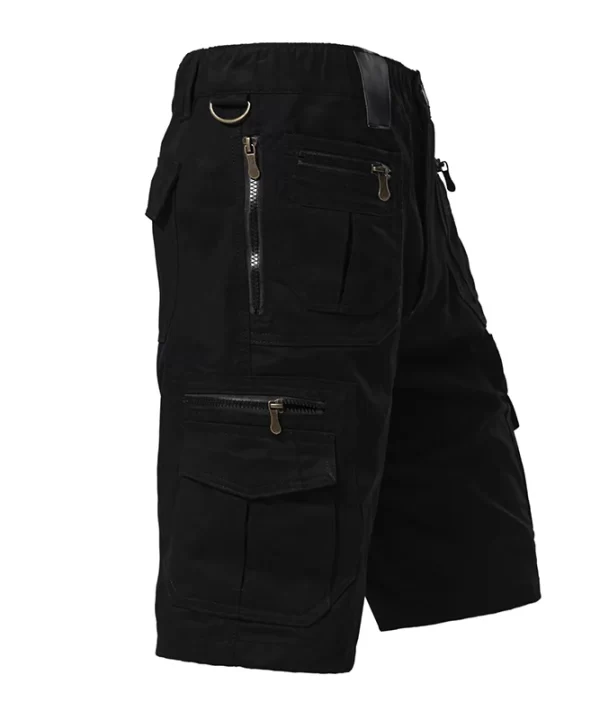 Mens Cotton Elastic Waist Cargo Shorts Casual Loose Fit Solid Regular Length