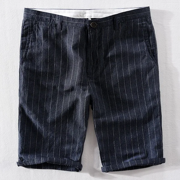 Men's Striped Linen Cotton Shorts Four Seasons Daily Wear