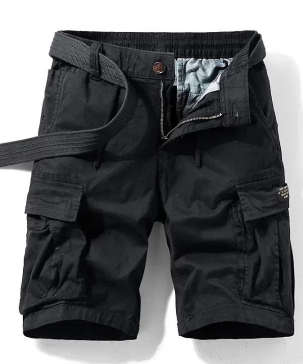 Men Summer Cotton Cargo Shorts Safari Style Quick Dry Elastic Waist