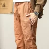 Men Cotton Cargo Pants Casual Slim Fit Joggers Safari Style Ankle Length