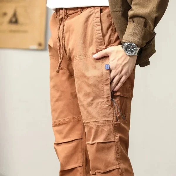 Men Cotton Cargo Pants Casual Slim Fit Joggers Safari Style Ankle Length