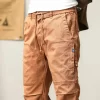 Men Cotton Cargo Pants Casual Slim Fit Joggers Safari Style Ankle Length