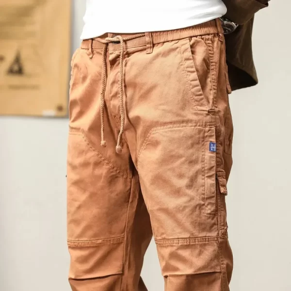 Men Cotton Cargo Pants Casual Slim Fit Joggers Safari Style Ankle Length