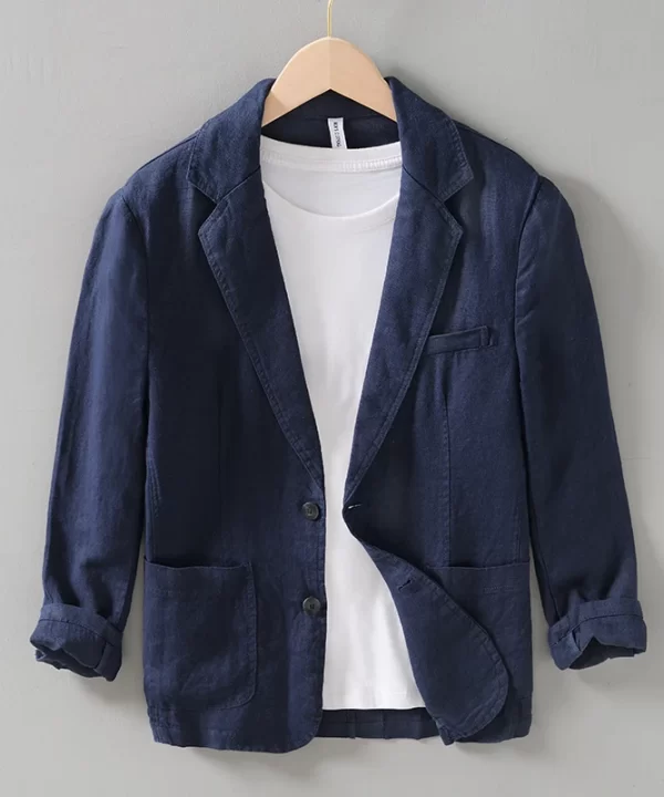 Mens Linen Blazer Formal Office Suit Four Seasons Knit Single Breasted