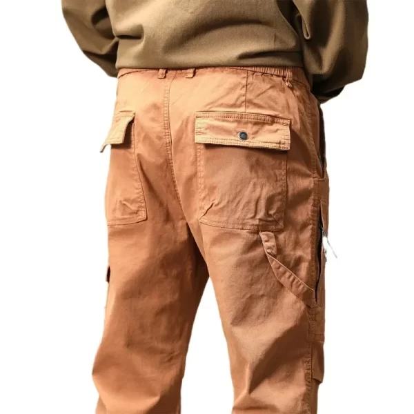 Men Cotton Cargo Pants Casual Slim Fit Joggers Safari Style Ankle Length