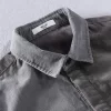 Mens Retro Patchwork Corduroy Casual Shirt Cotton Spring Autumn Full Sleeve