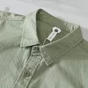Cotton Mens Long Sleeve Army Green Casual Pocket Shirt Trendy Daily