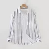 Mens Casual Striped Long Sleeve Cotton Blend Shirt Comfortable Office
