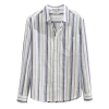 Mens Casual Striped Long Sleeve Shirt Cotton Linen Bamboo Poly Blend