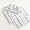 Mens Italian Striped Long Sleeve Casual Shirt Linen Cotton Blend Single Breasted