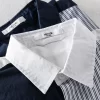 Mens Cotton Patchwork Casual Long Sleeve Shirt Office