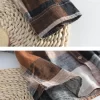 Mens Retro Plaid Long Sleeve Linen Cotton Casual Shirt Stand Collar Single Breasted