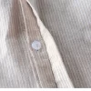 Mens Striped Stand Collar Long Sleeve Cotton Linen Casual Shirt