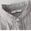 Mens Striped Stand Collar Long Sleeve Cotton Linen Casual Shirt