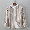 Mens Cotton Striped Long Sleeve Casual Shirt Comfortable Daily