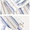 Mens Casual Striped Long Sleeve Shirt Cotton Linen Bamboo Poly Blend