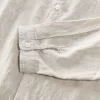 Mens Linen White Casual Stand Collar Three Quarter Sleeve Shirt