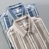 Mens Cotton Striped Long Sleeve Casual Shirt Comfortable Daily
